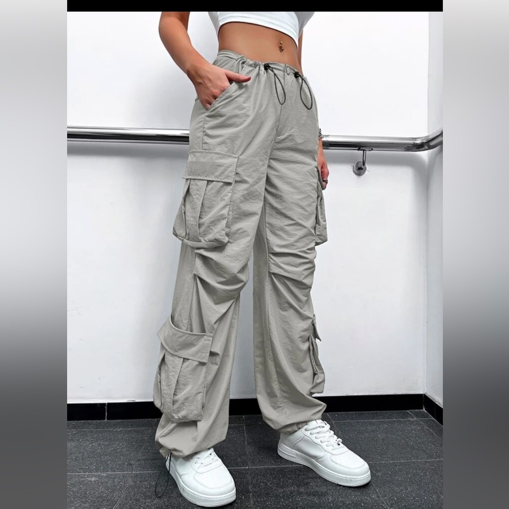 Drawstring Ruched Parachute Pants
